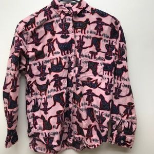 Vintage pink flannel tribal shirt